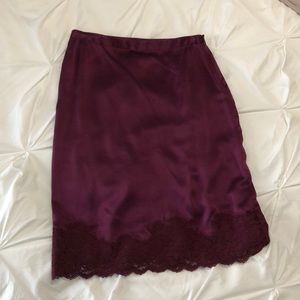 Satin skirt with lace detail